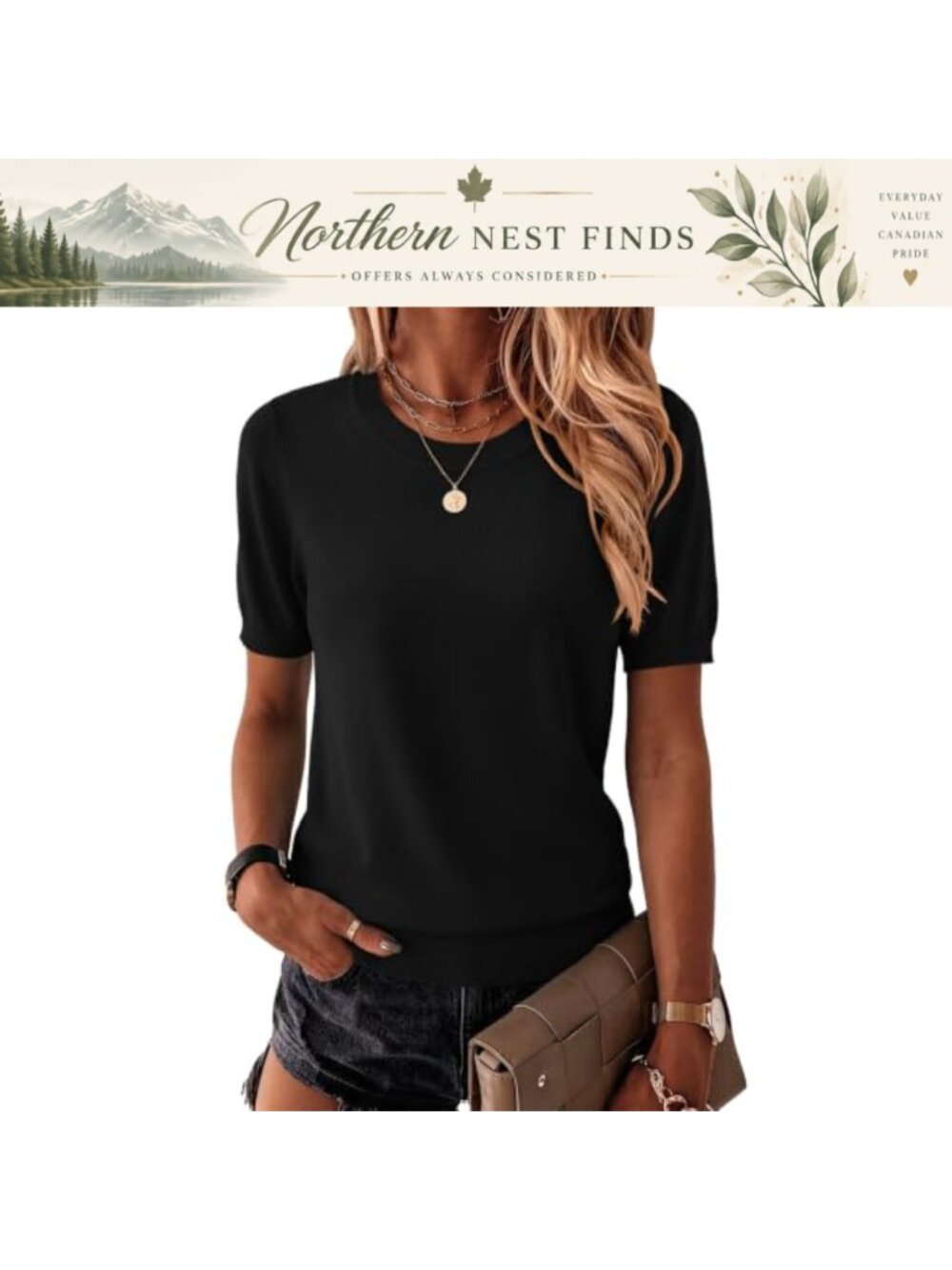 Zeagoo Women's Short Sleeve Crew Neck Pullover Sweater Lightweight Viscose Knit